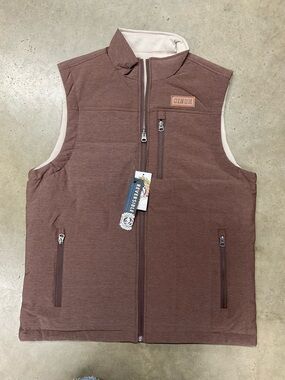 Cinch Brown Quilted Reversible Vest with Cream Lining